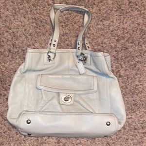 Light grey leather coach purse